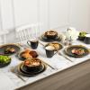 imagevicrays Ceramic Dinner Plates Set 10 Inch Set of 6 Round Dishwasher Safe NOT Microwave Safe Suitable for Steak Pasta Home Party RestaurantBlack with GoldenBlack with Golden