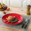imagevicrays Ceramic Dinner Plates Set 10 Inch Set of 6 Round Dishwasher Safe NOT Microwave Safe Suitable for Steak Pasta Home Party RestaurantBlack with GoldenScarlet Red