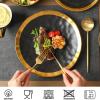 imagevicrays Ceramic Dinner Plates Set 10 Inch Set of 6 Round Dishwasher Safe NOT Microwave Safe Suitable for Steak Pasta Home Party RestaurantBlack with GoldenBlack with Golden