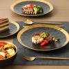 imagevicrays Ceramic Dinner Plates Set 10 Inch Set of 6 Round Dishwasher Safe NOT Microwave Safe Suitable for Steak Pasta Home Party RestaurantBlack with GoldenBlack with Golden