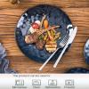 imagevicrays Ceramic Dinner Plates Set 10 Inch Set of 6 Round Dishwasher Safe NOT Microwave Safe Suitable for Steak Pasta Home Party RestaurantBlack with GoldenBlue