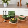 imagevicrays Ceramic Square Bowls Set  24 Ounce Soup Dessert Snack Bowls Stoneware Fluted Bowls Set for Kitchen Serving Chip Resistant Dishwasher Microwave Safe Set of 6 Starry BlueGreen