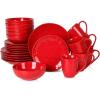 image24 Piece Ceramic Dinnerware Set VICRAYS Ceramic Dinner Plates Salad Plates Bowls Set Coffee Mug Set  Microwave ampamp Dishwasher Safe Scratch Resistant Perfect for Family Gatherings Dining Room Red