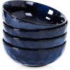 imagevicrays Ceramic Salad Bowls Set for Kitchen Serving  32 Ounce Soup Bowls Pasta Bowls Chip Resistant Dishwasher Microwave Safe Large Fluted stoneware Set of 4 BlueBlue