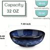 imagevicrays Ceramic Salad Bowls Set for Kitchen Serving  32 Ounce Soup Bowls Pasta Bowls Chip Resistant Dishwasher Microwave Safe Large Fluted stoneware Set of 4 BlueBlue