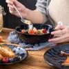 imagevicrays Ceramic Salad Bowls Set for Kitchen Serving  32 Ounce Soup Bowls Pasta Bowls Chip Resistant Dishwasher Microwave Safe Large Fluted stoneware Set of 4 BlueBlue