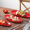 imagevicrays Large Oval Serving Platters 16quot14quot10quot Porcelain Serving Platters for Party BBQStackable Serving Trays Serving Plates for Appetizers Sushi Restaurant Dessert Set of 3 RedRed