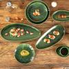 imagevicrays Large Oval Serving Platters 16quot14quot10quot Porcelain Serving Platters for Party BBQStackable Serving Trays Serving Plates for Appetizers Sushi Restaurant Dessert Set of 3 RedGreen
