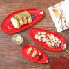 imagevicrays Large Oval Serving Platters 16quot14quot10quot Porcelain Serving Platters for Party BBQStackable Serving Trays Serving Plates for Appetizers Sushi Restaurant Dessert Set of 3 RedRed