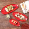 imagevicrays Large Oval Serving Platters 16quot14quot10quot Porcelain Serving Platters for Party BBQStackable Serving Trays Serving Plates for Appetizers Sushi Restaurant Dessert Set of 3 RedRed