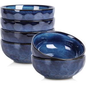 imagevicrays Ceramic Salad Bowls Set for Kitchen 26 Ounce Porcelain Soup Salad Rice Dessert Cream Set  Chip Resistant Dishwasher Microwave Safe  Set of 6 Blue