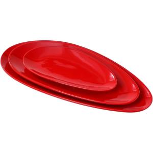 imagevicrays Large Oval Serving Platters 16quot14quot10quot Porcelain Serving Platters for Party BBQStackable Serving Trays Serving Plates for Appetizers Sushi Restaurant Dessert Set of 3 RedRed
