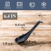 imageVicrays Ceramic Soup Spoons Asian  Chinese Porcelain Soup Spoons Japanese 64 inch Ladle Serving Utensils for Ramen Dumplings Wonton Pho Miso Noodle Cereal Coffee Mugs  Set of 6 Blue