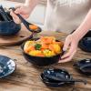 imageVicrays Ceramic Soup Spoons Asian  Chinese Porcelain Soup Spoons Japanese 64 inch Ladle Serving Utensils for Ramen Dumplings Wonton Pho Miso Noodle Cereal Coffee Mugs  Set of 6 Blue