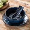 imageVicrays Ceramic Soup Spoons Asian  Chinese Porcelain Soup Spoons Japanese 64 inch Ladle Serving Utensils for Ramen Dumplings Wonton Pho Miso Noodle Cereal Coffee Mugs  Set of 6 Blue