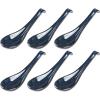 imageVicrays Ceramic Soup Spoons Asian  Chinese Porcelain Soup Spoons Japanese 64 inch Ladle Serving Utensils for Ramen Dumplings Wonton Pho Miso Noodle Cereal Coffee Mugs  Set of 6 Blue
