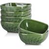 imagevicrays Ceramic Square Bowls Set  24 Ounce Soup Dessert Snack Bowls Stoneware Fluted Bowls Set for Kitchen Serving Chip Resistant Dishwasher Microwave Safe Set of 6 GreenGreen