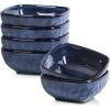 imagevicrays Ceramic Square Bowls Set  24 Ounce Soup Dessert Snack Bowls Stoneware Fluted Bowls Set for Kitchen Serving Chip Resistant Dishwasher Microwave Safe Set of 6 GreenStarry Blue