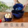 imagevicrays Ceramic Mixing Serving Bowl Set Nesting Stoneware Kitchen Decorative Large Bowls for Prepping Baking  Microwave Oven Dishwasher Safe  9757 inch Set of 3 Blue