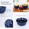 imagevicrays Ceramic Mixing Serving Bowl Set Nesting Stoneware Kitchen Decorative Large Bowls for Prepping Baking  Microwave Oven Dishwasher Safe  9757 inch Set of 3 Blue