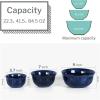 imagevicrays Ceramic Mixing Serving Bowl Set Nesting Stoneware Kitchen Decorative Large Bowls for Prepping Baking  Microwave Oven Dishwasher Safe  9757 inch Set of 3 Blue