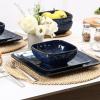 imagevicrays Ceramic Square Bowls Set  24 Ounce Soup Dessert Snack Bowls Stoneware Fluted Bowls Set for Kitchen Serving Chip Resistant Dishwasher Microwave Safe Set of 6 GreenStarry Blue