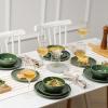 imagevicrays Ceramic Salad Plates Set  Porcelain 8 Inch Flat Dessert Appetizer Plate for Lunch Home Party Restaurant  Scratch Resistant Microwave Oven and Dishwasher Safe  Set of 6 GreenGreen