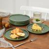 imagevicrays Ceramic Salad Plates Set  Porcelain 8 Inch Flat Dessert Appetizer Plate for Lunch Home Party Restaurant  Scratch Resistant Microwave Oven and Dishwasher Safe  Set of 6 GreenGreen
