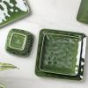 imageVicrays Ceramic 24 Pieces Square Dinnerware Set  Dinner Plates Salad Plates Cereal Bowls Set Service for 8  Scratch Resistant Microwave Oven Dishwasher Safe  GreenGreen