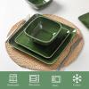 imageVicrays Ceramic 24 Pieces Square Dinnerware Set  Dinner Plates Salad Plates Cereal Bowls Set Service for 8  Scratch Resistant Microwave Oven Dishwasher Safe  GreenGreen