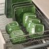 imageVicrays Ceramic 24 Pieces Square Dinnerware Set  Dinner Plates Salad Plates Cereal Bowls Set Service for 8  Scratch Resistant Microwave Oven Dishwasher Safe  GreenGreen