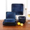 imageVicrays Ceramic 24 Pieces Square Dinnerware Set  Dinner Plates Salad Plates Cereal Bowls Set Service for 8  Scratch Resistant Microwave Oven Dishwasher Safe  GreenBlue