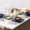 imageVicrays Ceramic 24 Pieces Square Dinnerware Set  Dinner Plates Salad Plates Cereal Bowls Set Service for 8  Scratch Resistant Microwave Oven Dishwasher Safe  GreenBlue