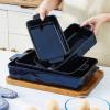 imageVICRAYS Ceramic Bakeware Set Porcelain Rectangular Lasagna Pans Casserole Dish Set for Baking Cooking Kitchen Cake Dinner Banquet and Daily Use 4 PCS Blue952quot1106quot1177quot1456quot