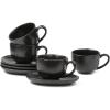 imagevicrays 65 oz Cappuccino Cups with Saucers Set of 4 Ceramic Coffee Cup for Au Lait Double shot Latte Cafe Mocha Tea BlackBlack