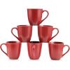 imagevicrays Coffee Mug Set 12 Ounce Set of 6 Ceramic Mug for Men Women Unique Glazed Mugs with Handle for Coffee Tea Milk Cocoa CerealRed