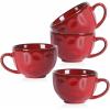 imagevicrays Jumbo Soup Mug Coffee Large  Ceramic Wide Oversized Extra Big Handle Bowls Latte Friends Mug Set Gaint Cereal Oatmeal Cappuccino Cup Set 27 oz  Cherry redCherry Red
