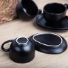 imagevicrays 65 oz Cappuccino Cups with Saucers Set of 4 Ceramic Coffee Cup for Au Lait Double shot Latte Cafe Mocha Tea BlackBlack