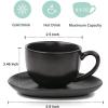 imagevicrays 65 oz Cappuccino Cups with Saucers Set of 4 Ceramic Coffee Cup for Au Lait Double shot Latte Cafe Mocha Tea BlackBlack