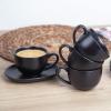 imagevicrays 65 oz Cappuccino Cups with Saucers Set of 4 Ceramic Coffee Cup for Au Lait Double shot Latte Cafe Mocha Tea BlackBlack