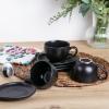 imagevicrays 65 oz Cappuccino Cups with Saucers Set of 4 Ceramic Coffee Cup for Au Lait Double shot Latte Cafe Mocha Tea BlackBlack