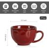 imagevicrays Jumbo Soup Mug Coffee Large  Ceramic Wide Oversized Extra Big Handle Bowls Latte Friends Mug Set Gaint Cereal Oatmeal Cappuccino Cup Set 27 oz  Cherry redCherry Red