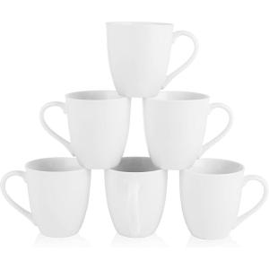 imagevicrays Coffee Mug Set 12 Ounce Set of 6 Ceramic Mug for Men Women Unique Glazed Mugs with Handle for Coffee Tea Milk Cocoa Cerealwhite