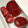 imageVicrays Ceramic 12 Pieces Dinnerware Set  Dinner Plates Salad Plates Cereal Bowls Set Service for 4  Scratch Resistant Microwave Oven Dishwasher Safe  BeigeCherry Red