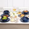 imageVicrays Ceramic 12 Pieces Dinnerware Set  Dinner Plates Salad Plates Cereal Bowls Set Service for 4  Scratch Resistant Microwave Oven Dishwasher Safe  BeigeShallow Blue