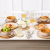imageVicrays Ceramic 12 Pieces Dinnerware Set  Dinner Plates Salad Plates Cereal Bowls Set Service for 4  Scratch Resistant Microwave Oven Dishwasher Safe  BeigeBeige