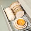 imageVicrays Ceramic 12 Pieces Dinnerware Set  Dinner Plates Salad Plates Cereal Bowls Set Service for 4  Scratch Resistant Microwave Oven Dishwasher Safe  BeigeBeige