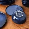 imageVicrays Ceramic 12 Pieces Dinnerware Set  Dinner Plates Salad Plates Cereal Bowls Set Service for 4  Scratch Resistant Microwave Oven Dishwasher Safe  BeigeBlue