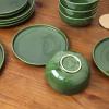imageVicrays Ceramic 12 Pieces Dinnerware Set  Dinner Plates Salad Plates Cereal Bowls Set Service for 4  Scratch Resistant Microwave Oven Dishwasher Safe  BeigeGreen