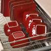 imagevicrays Ceramic Square 12 Pieces Dinnerware Set  Dinner Plates Salad Plates Cereal Bowls Set Service for 4  Scratch Resistant Microwave Oven Dishwasher Safe  Cherry RedCherry Red